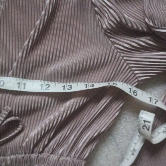 ZARA  Dark Champagne / Bronze Gold Pleated Blouse, M - Picture 7 of 8